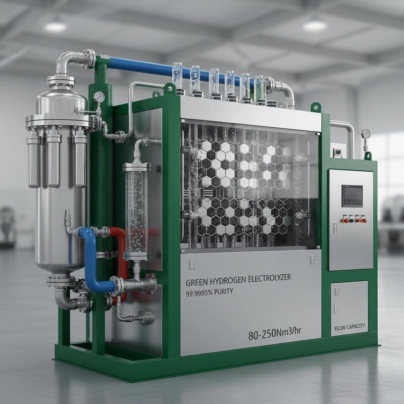 Green Hydrogen Production Plant Water Electrolyzer with 99.9995% Purity 80-250Nm3/hr Flow Capacity